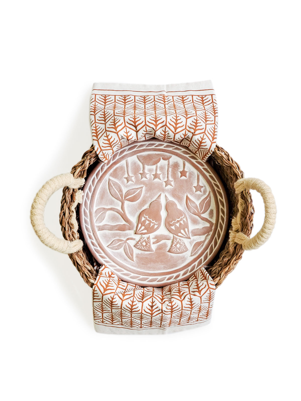 Bread Warmer & Basket Gift Set with Tea Towel - Lovebird Round-6