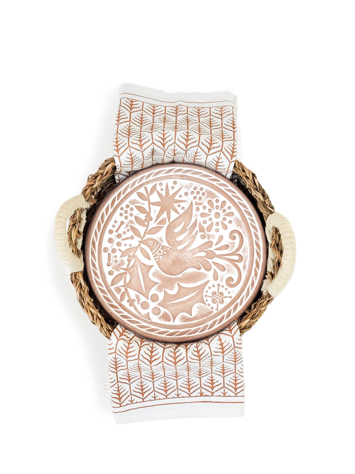 Bread Warmer & Basket Gift Set with Tea Towel - Bird Round-6